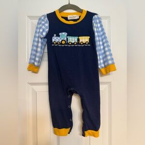GUC • Marie Nicole Baby boy Train appliqué romper • 6-12M